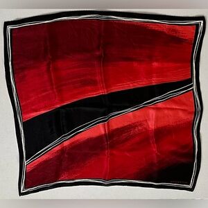 VTG 1980s-90s Jones New York Silk Red & Black Abstract Square Scarf